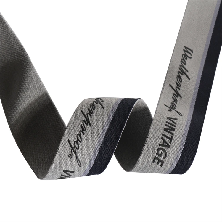 HFT Wholesale Good Price Logo Printed Soft Nylon Knitted Elastic Band Jacquard Elastic Strap Band Custom Logo Elastic Waistband