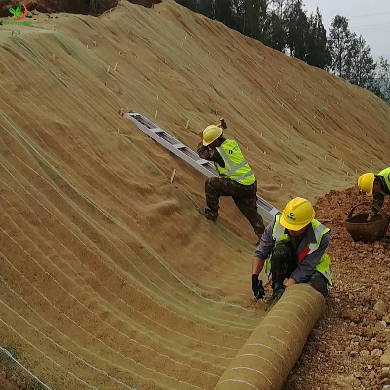 300g 350g 200g Pre-seeded erosion control coir matting for steep slope protection ,river bank erosion control