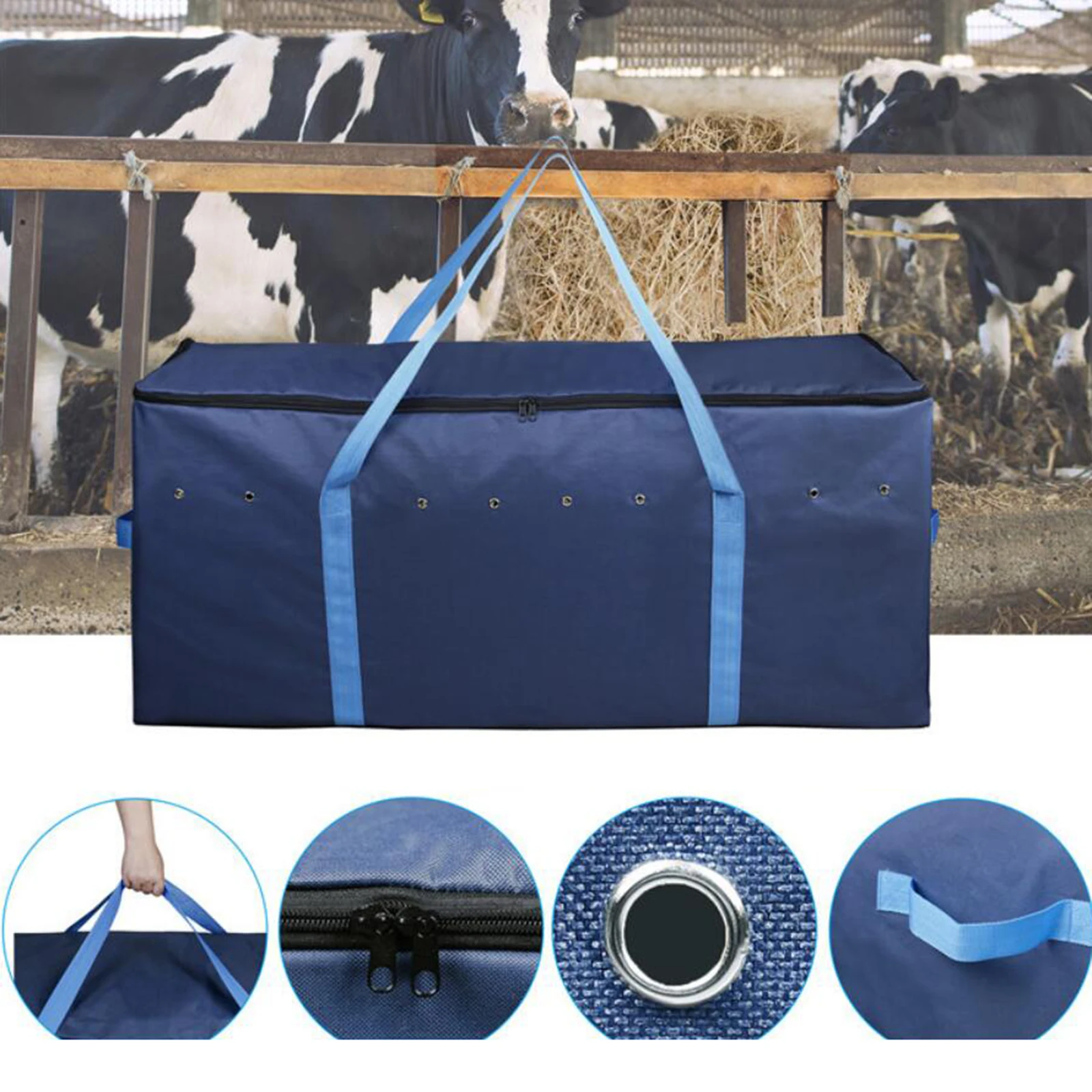 Custom Brand Extra Large Hay Bale Storage Bag For Horses Sheep And Cattle Zippered Tote Hay Bales 600D Oxford Cloth Waterproof