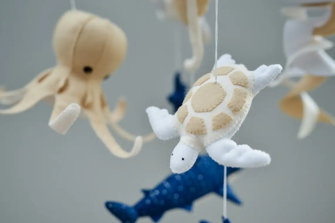 Handmade Felt Baby mobile ocean Nautical nursery mobile Whale shark hanging crib mobile