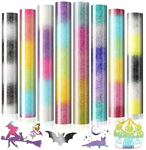 Free Sample Hot Sale HTV Roll Korea Multi Color Strip Glitter Heat Transfer Vinyl Roll