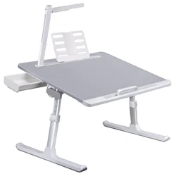 Folding Laptop Desk for bed with led light XGear new XXL size leather surface laptop study table with tablet slot, book stand
