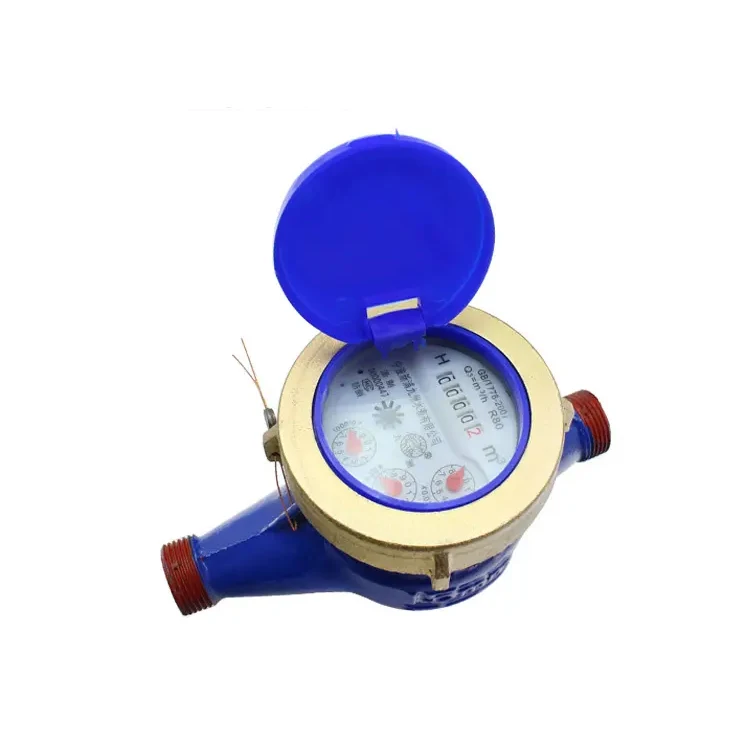 Custom 15mm Blue Color Multi Jet Dry-dial Type Anti-magnet All Copper Cold Water Meter with Pulse Output