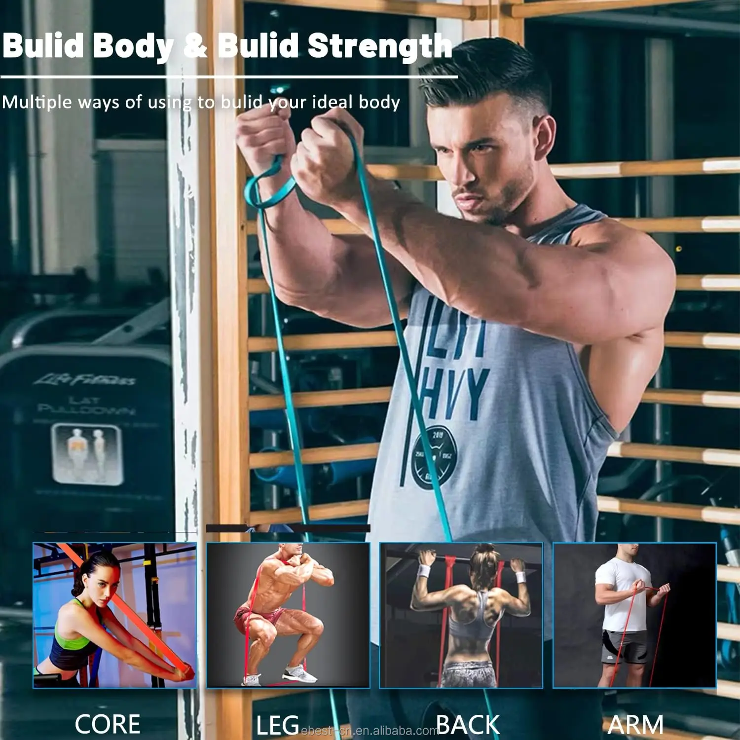 Customized Gym Fitness TPE Resistance Band Yellow Pull-up Yoga Stretch Bands Resistance Belt Loop Resistance Bands for Exercises