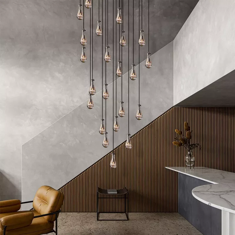 Luxury Modern Hotel Crystal Rustic Ceiling Lamp Rain Drop Pendant Lights Led Antique Brass Chandelier For Living Room