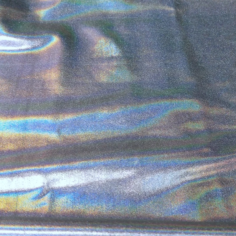 spandex dance wear nylon holographic silver foil print fabric