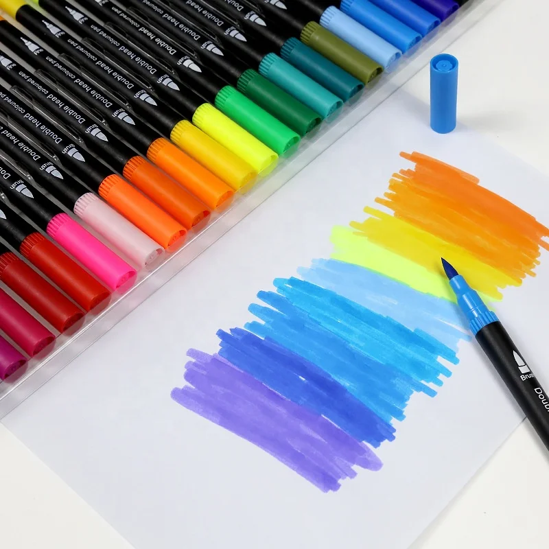 Water-based Double-headed Marker Pen Set Multi-color Soft Head Hook Line Art Multi-color Watercolor Marker Pen Wholesale