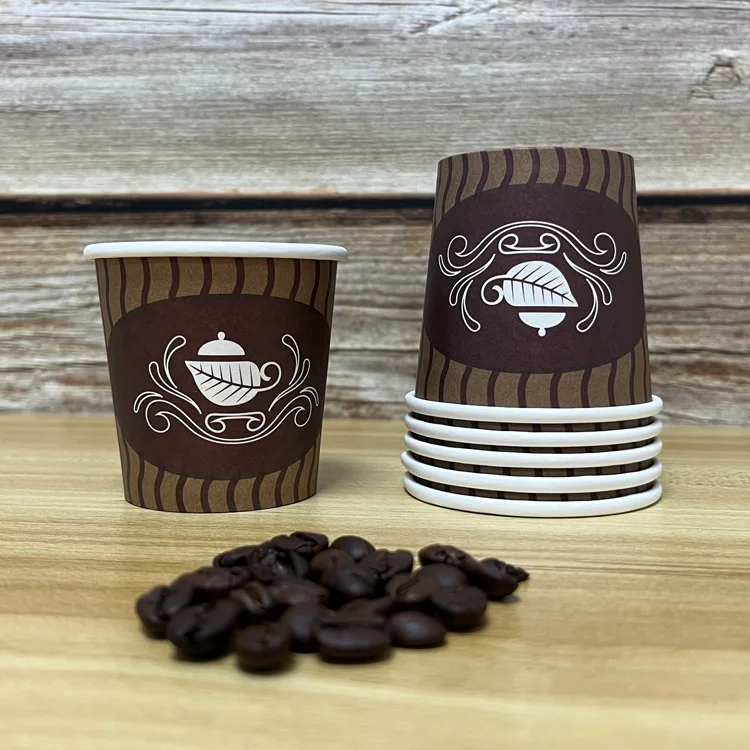 AT PACK 4 oz Compostable  Custom Disposable Double Wall Recycling Paper Packaging Expresado Coffee Cup With Lids Custom Logo