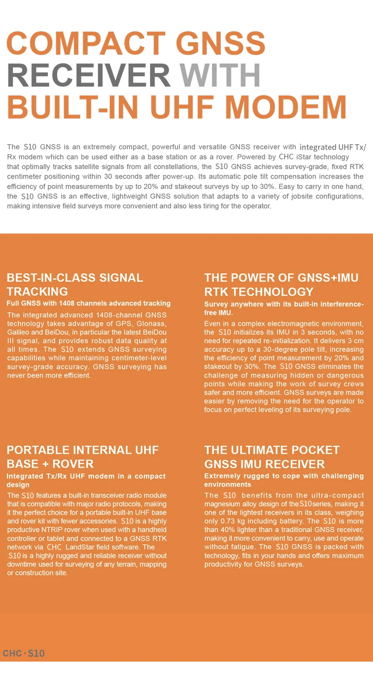 2023 Best Sell GPS gnss chc S10 i73 i83 Survey Equiment GPS with Tilt Survey EFIX F4 F7 C3 C5  RTK gps gnss receiver cheap