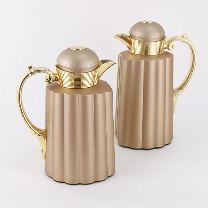 1000ml Arabic Style Popular Plastic Body White Glass Refill Water Bottle Coffee Pot Vacuum Flask