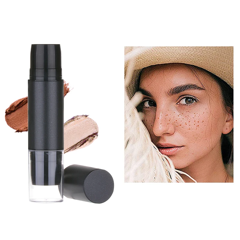 12g Plastic Empty Dual Head Foundation Makeup 2 IN 1 Contour Stick Tube Container for Cosmetic Packaging