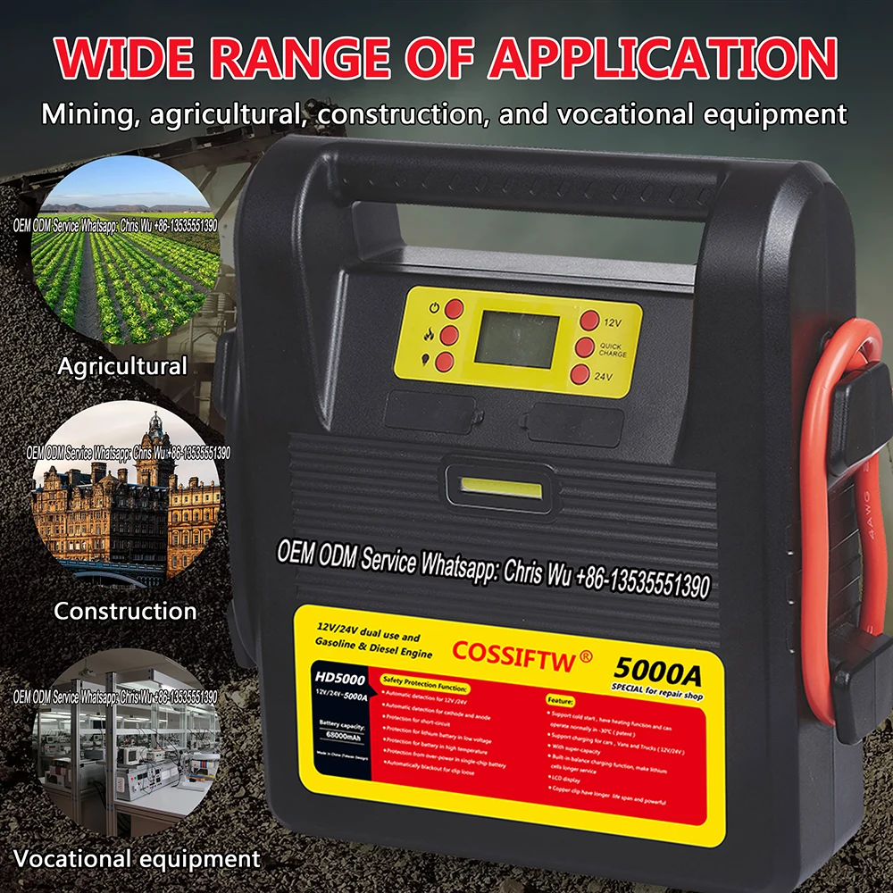 12v 24v Battery Booster Pack LiFePO4 battery 68000mAh car Jump Starter 5000A