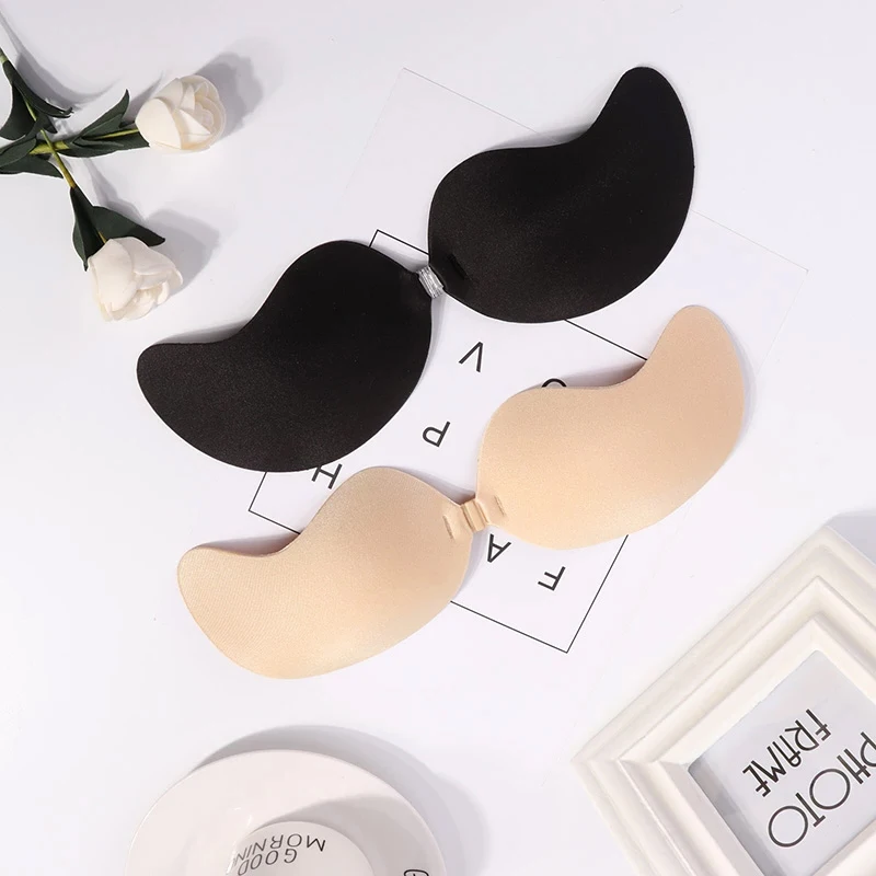 Womens Silicone Self Adhesive Invisible Bra Push Up Sticky Strapless Backless Big Cup Stick On Bra
