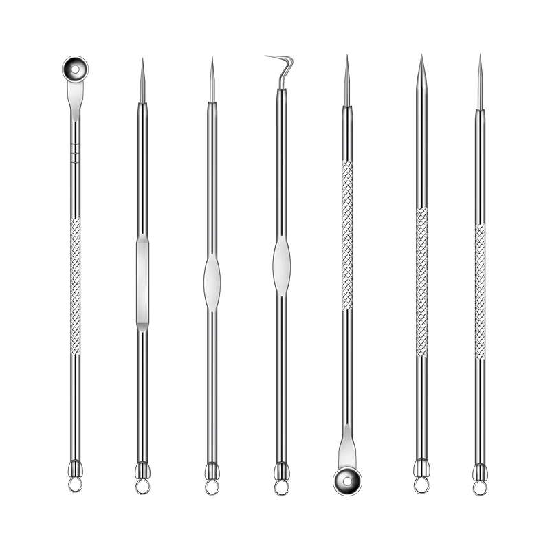 Manufacturer Blackhead Remover Whitehead Extraction Pimple Spot Professional Facials Tool Kit Acne Needles 7pcs Set