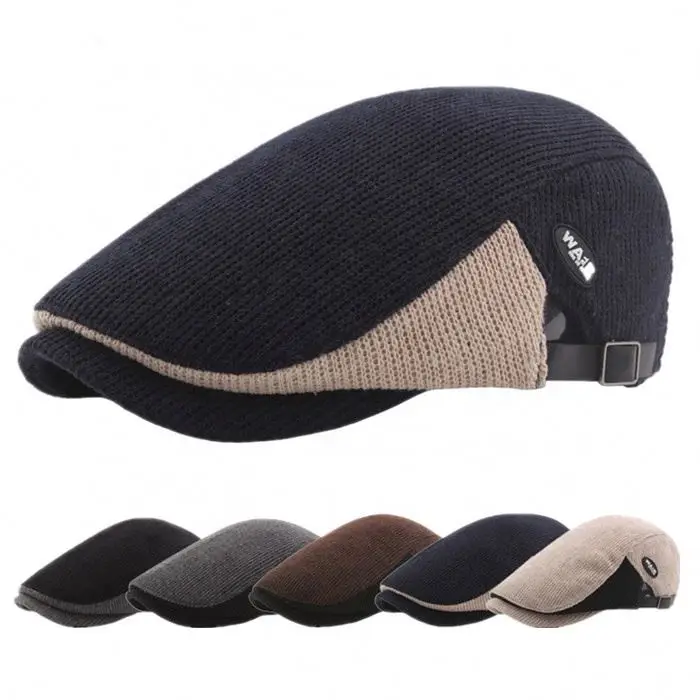 Wholesale Autumn and Winter Knitted Warm Flat Ivy Caps Hat for Woman and Men