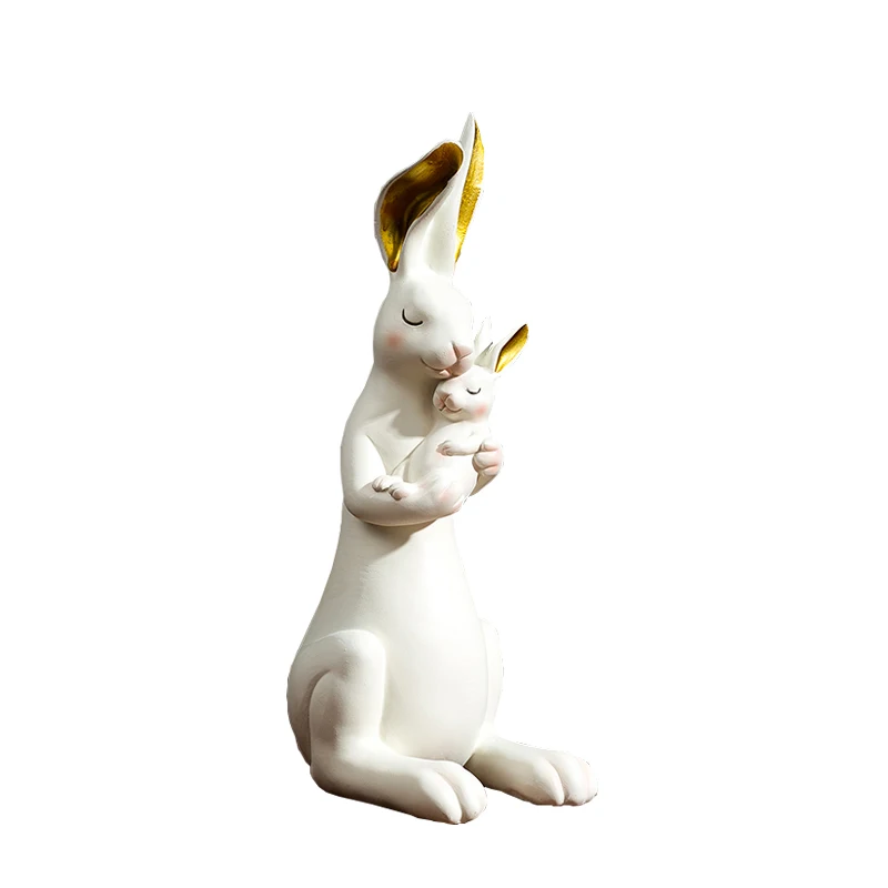 Resin easter loving bunny figurine decoration polyresin rabbit ornament home decor