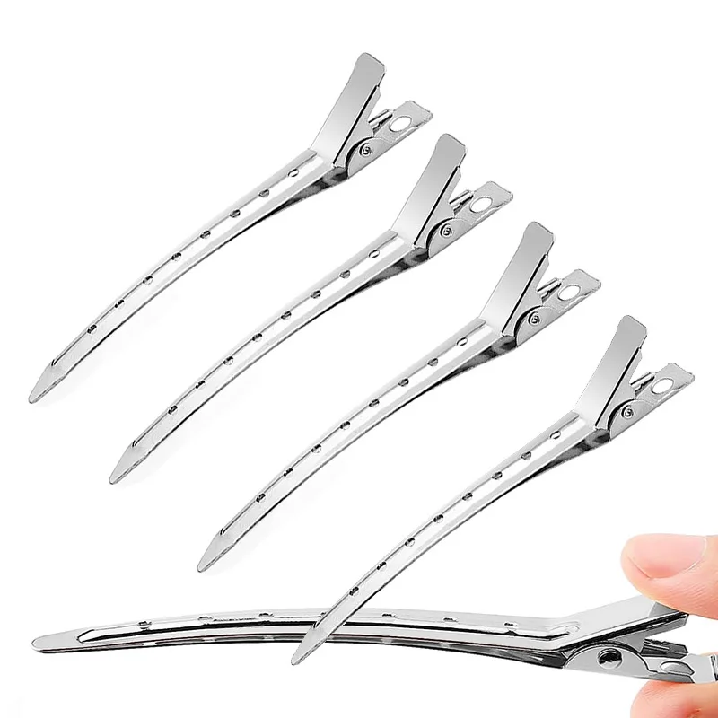Multifunctional Metal Duck Bill Hair Clips DIY Alligator Hair Clips Silver Salon Hair Clips for Sectioning