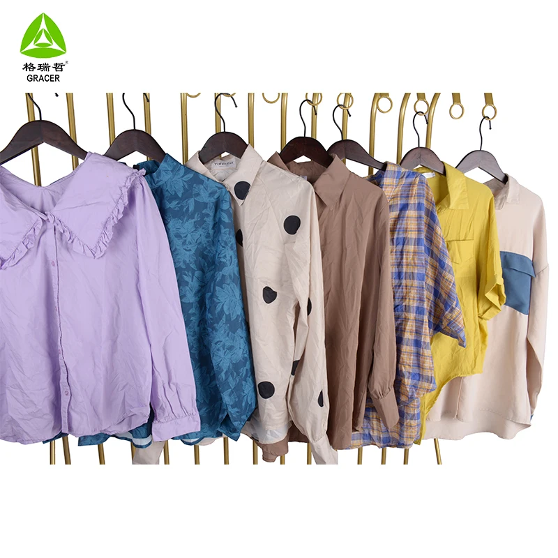 Spanish style Stock Used Clothes In London Ladies Cotton Blouse