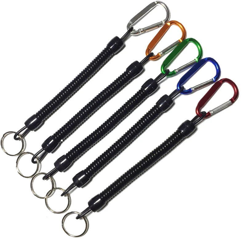 High Quality Steel Wire  Coil Tool Lanyard Tether For Security Retractable Steel Cable Coil Lanyard with Safety Buckles