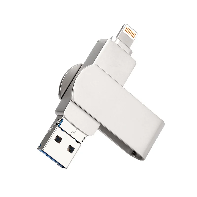 Мобильный IOS 3 в 1 Type C Micro cle USB 3,0 флэш-накопитель 32 Гб 64 Гб 128 Гб OTG USB флэш-накопитель устройство для iphone lightning otg