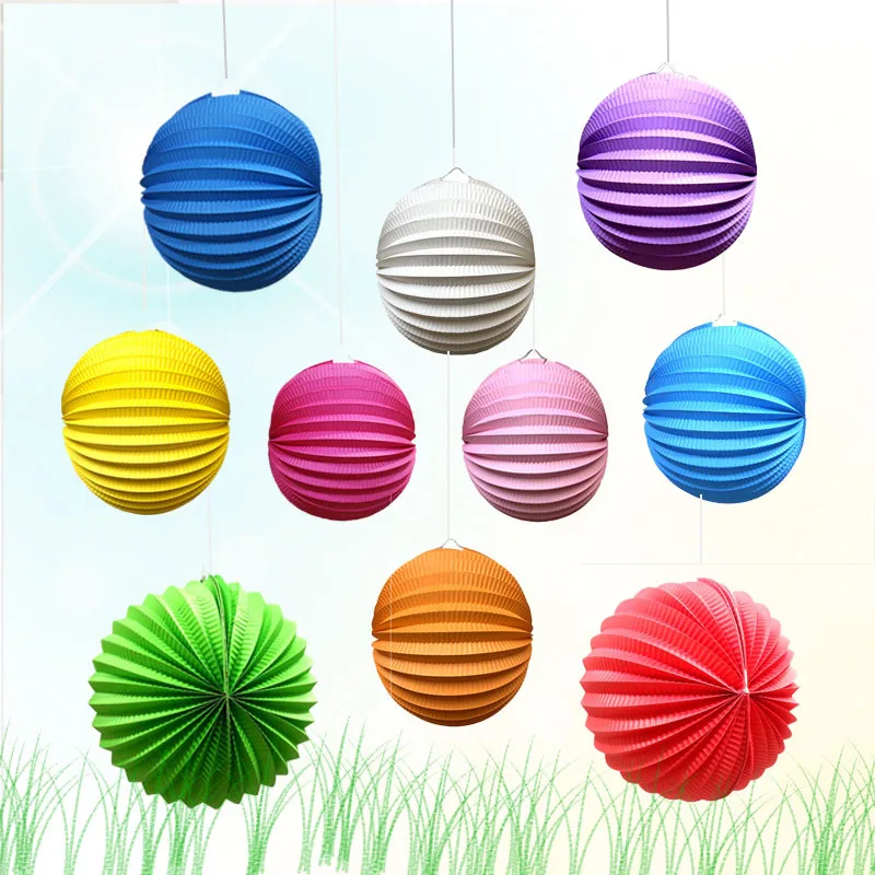 Wedding Ceremony New Year Birthday Party Shopwindow Indoor Decoration Ceiling Hanging Ball Shape Paper Lantern