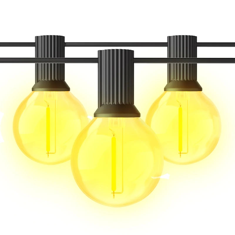 25pcs 1W warm white 2200K Vintage G40 edison LED Clear Glass bulbs 23pcs E12 socket IP44 25ft Patio LED String lights