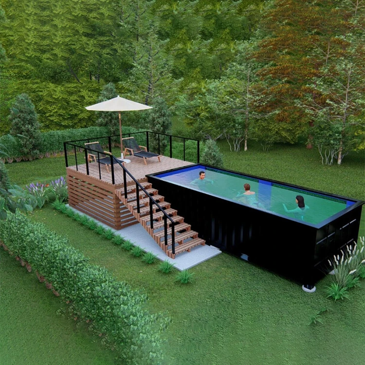 Custom large outdoor  20ft 40ft model above ground container swimming pool price fiberglass container pool