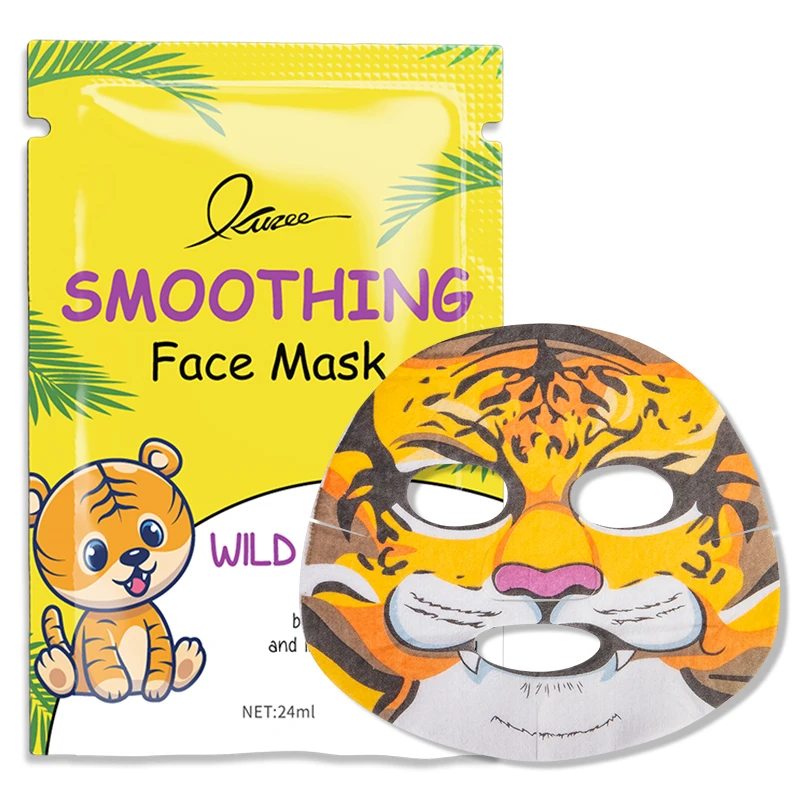 Private Label Tiger Animal Facial Mask Deep Moisturizing Sheet Mask Oil Control Brighten Skin Mask for All Skin