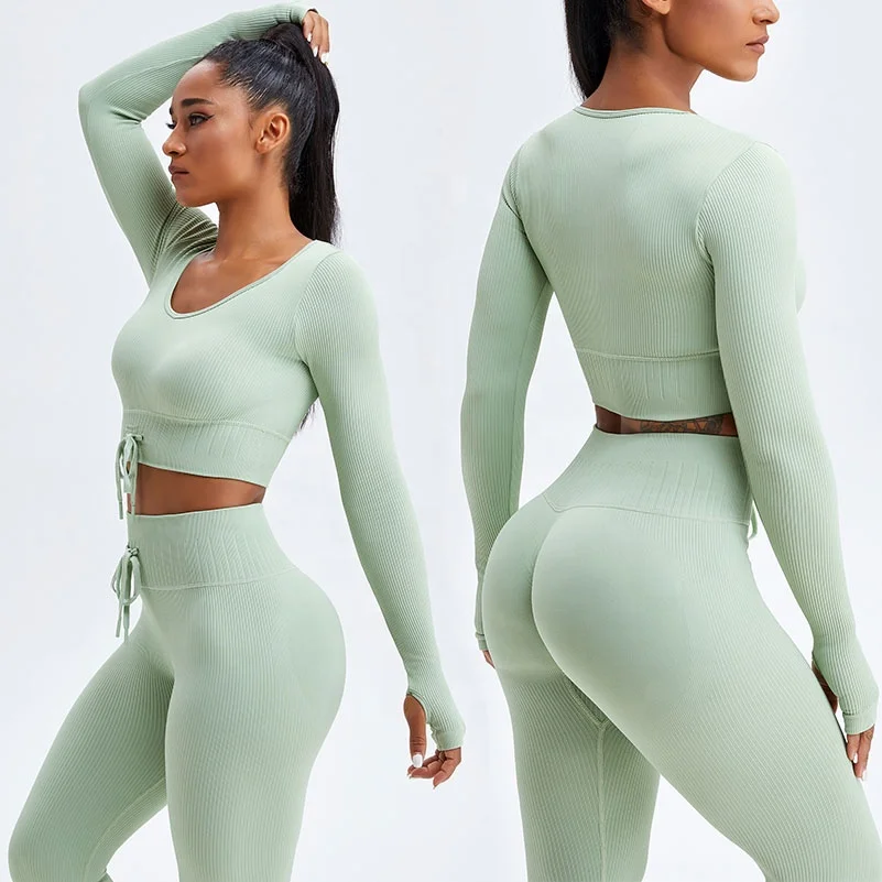 Women Fitness Yoga Clothes Active Wear Seamless Work Out Sportswear Yoga Set For Women