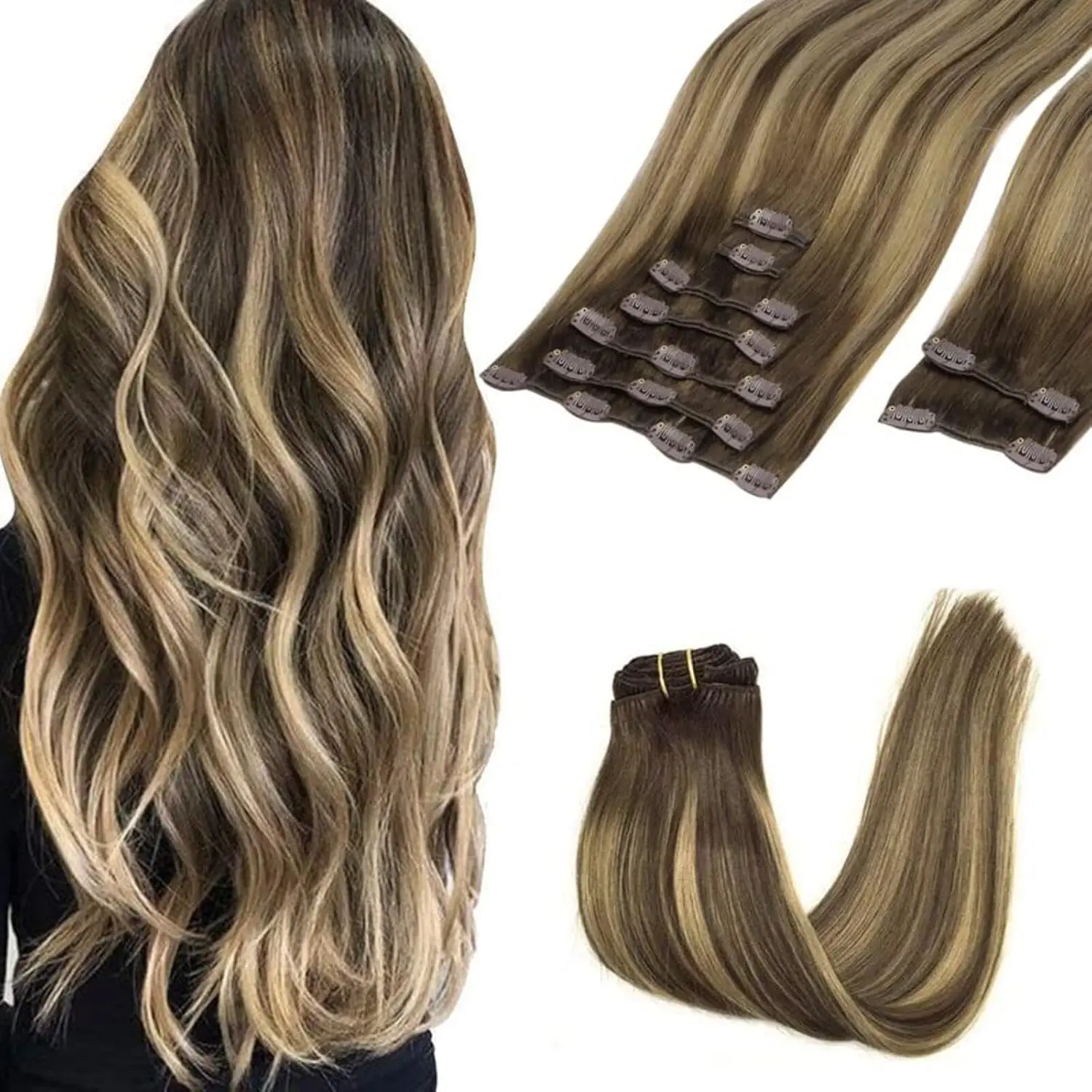 Good Quality Seamless Clip In Hair Extensions 100% Remy Human Hair PU Clip Hair Extension All Colors Have In Stock