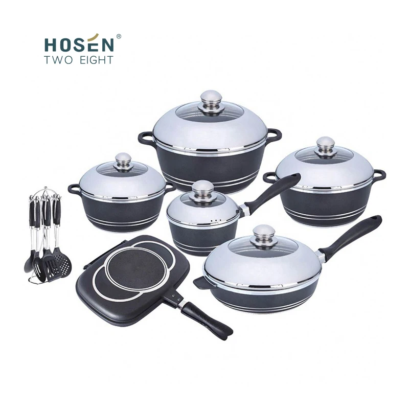 Коммерческая суповая кастрюля из алюминиевого сплава 18/8, кухонная Кастрюля со стеклянной крышкой