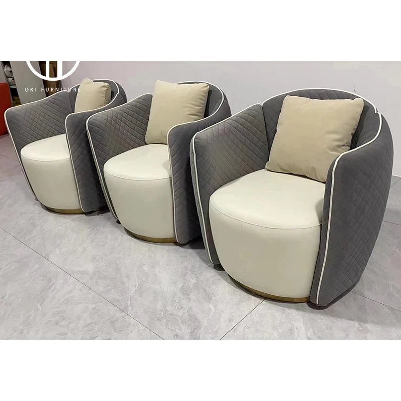 high end exclusive modern elegant living room furniture beautiful couch purple gold metal base leisure chairs single sofa
