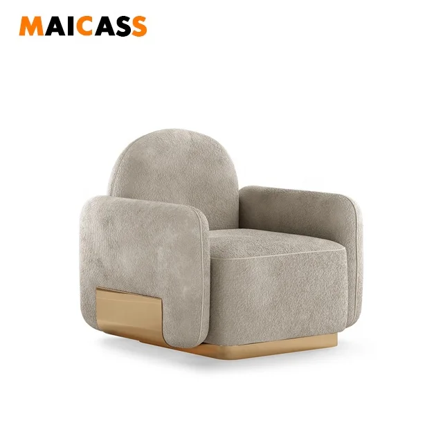 
Gold Shiny Stainless Steel Fashion Modern Fabric Sofa One Seat 