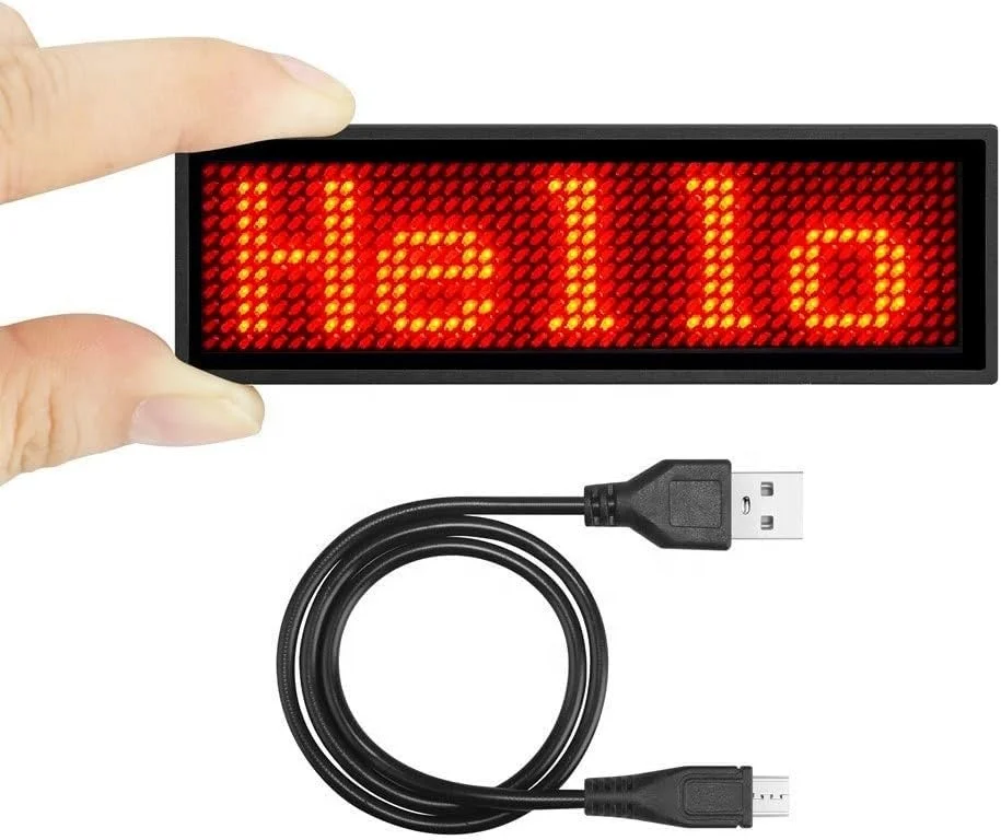 Hotel Digital Lighting Wearable Pin Name Board Programmable Led Name Badge Led Name Tag