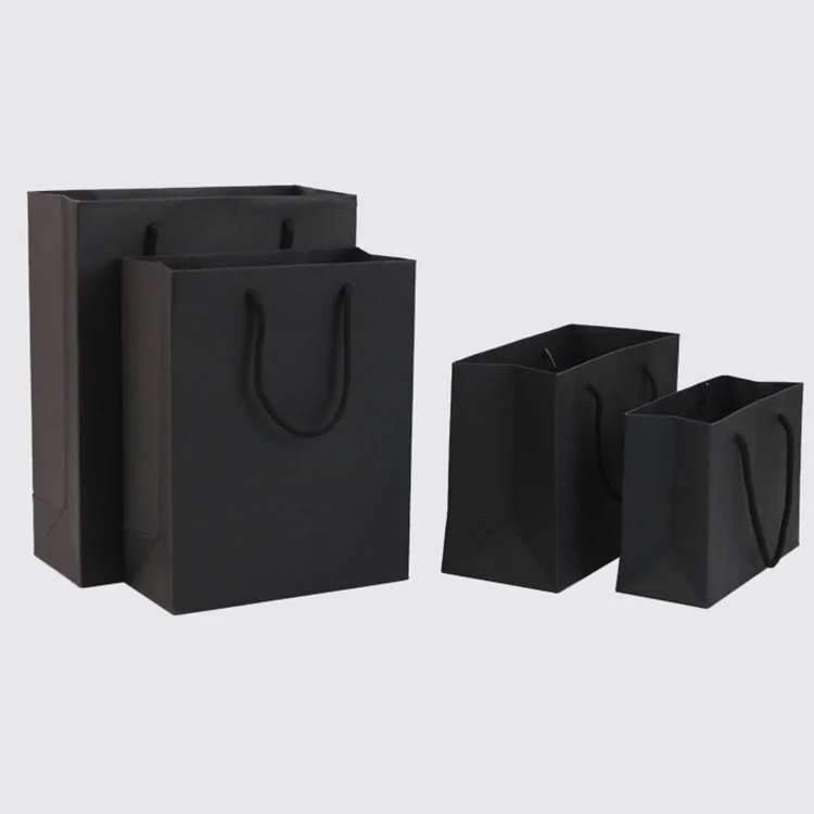 Custom luxury print black shopping paper bags with your own logo