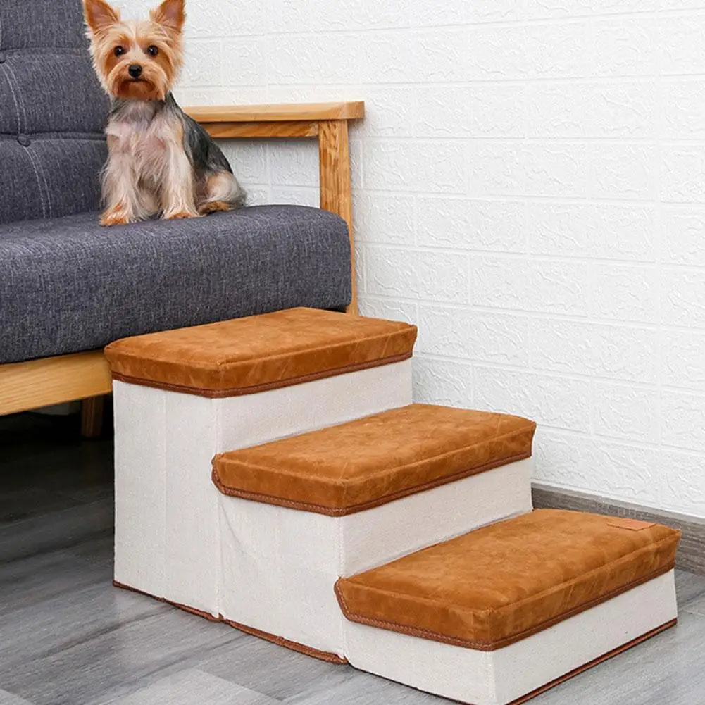 3-Step Storage Style Foldable Pet Stairs Indoor Pet Ramp