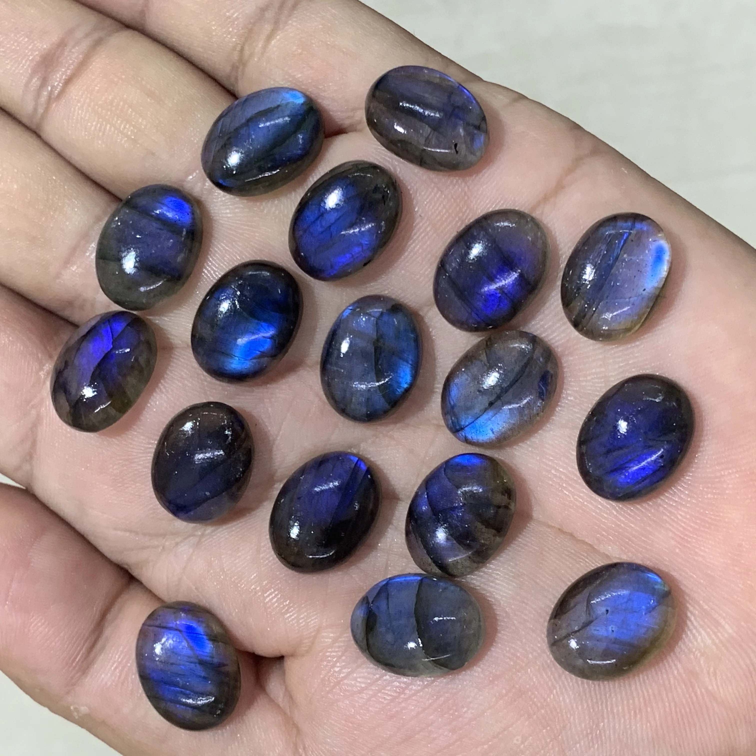 Natural Blue Labradorite Cabochons 12x16mm Oval Top Color Change Effect IGI Certified Loose Gemstones Sizes 9mm 14mm 20mm