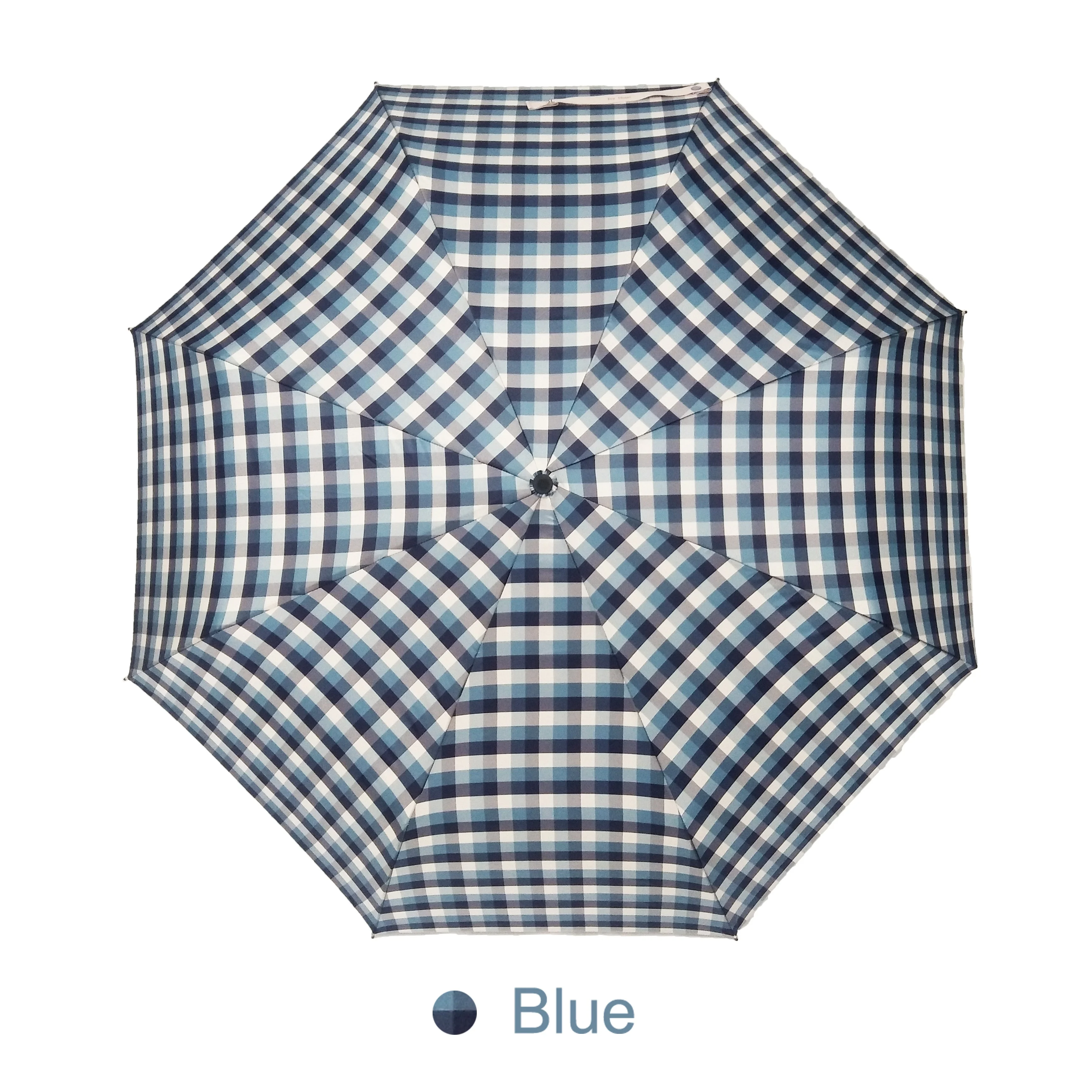 Fully Automatic Three Folding Plaid Fabric Umbrella Open And Close With Customized