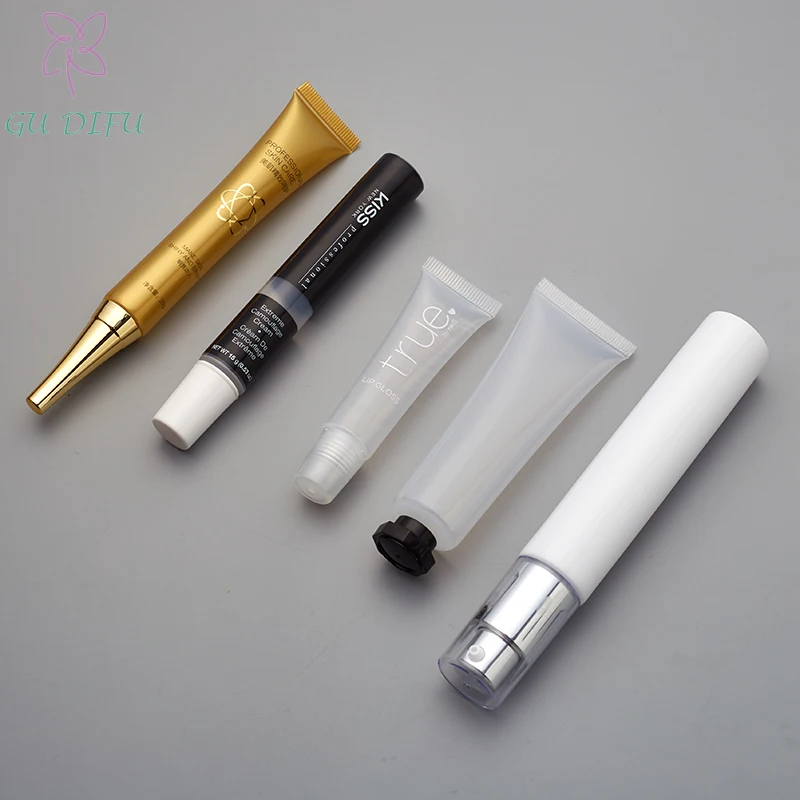 White Black Custom Printed Cosmetic Tube Extrudable Aluminum Plastic Tube Eye Cream Massage Tube Packaging With Tip
