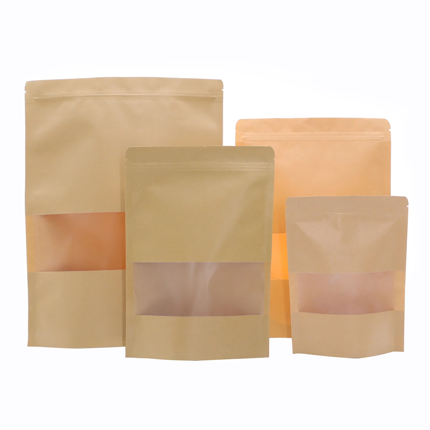 Оптовая продажа от фабрики YURUI, экологически чистая биоразлагаемая сумка с застежкой-молнией, коричневая крафт-сумка на молнии