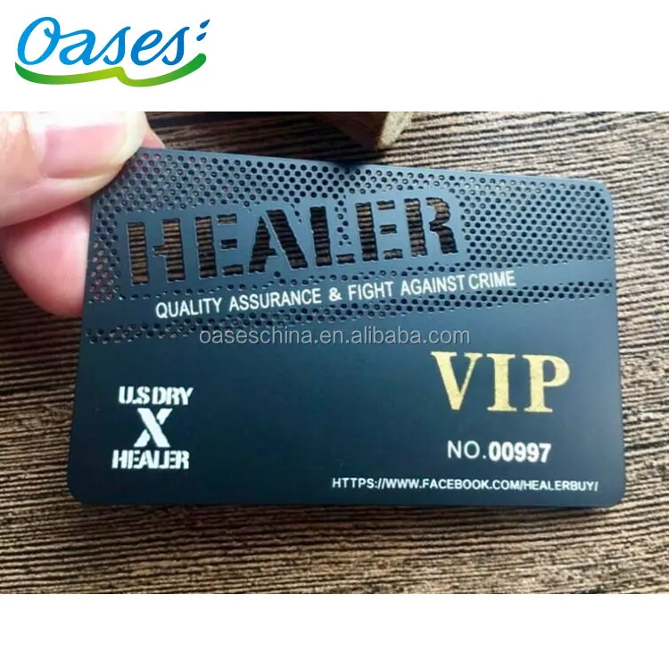 Customized Unique Black Metal VIP Business Card With Gold Logo