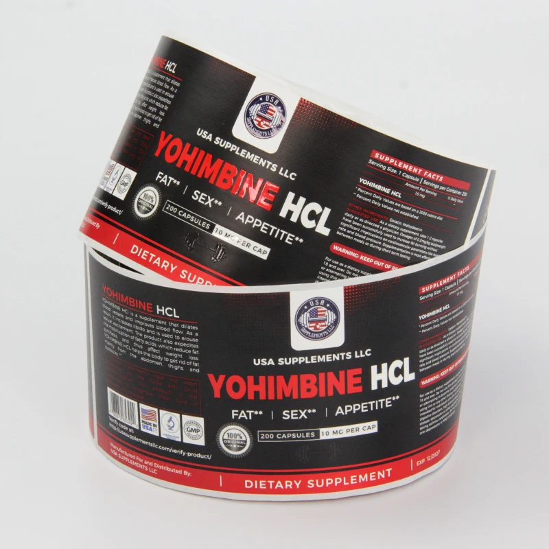 Custom Printing Healthy Pharmaceutical Product Matte Nutritional Supplement Spot UV Bottle Roll Sticker  Labels