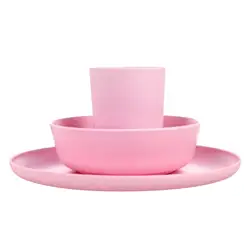 Food Grade Dinnerware Cute Color Children Disposable Bamboo Fiber Tableware Set for Kids