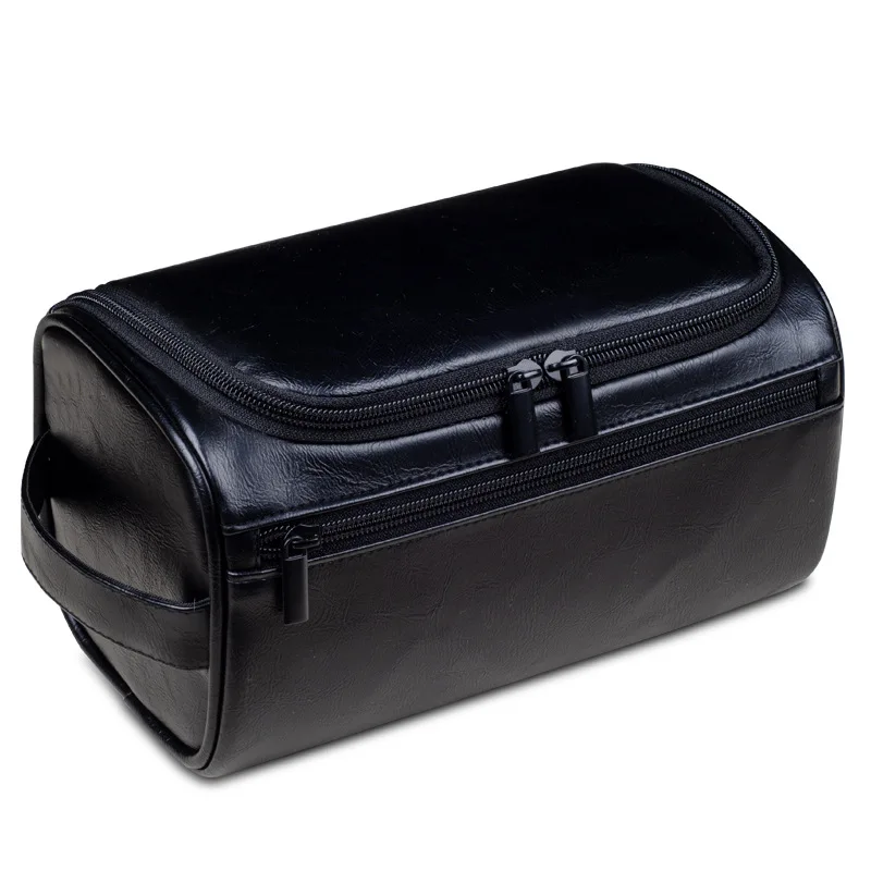 Large Capacity Cosmetic Storage Bag  Travel leather toiletry bag Multi-functional storage box Durable handbag Leather Zipper