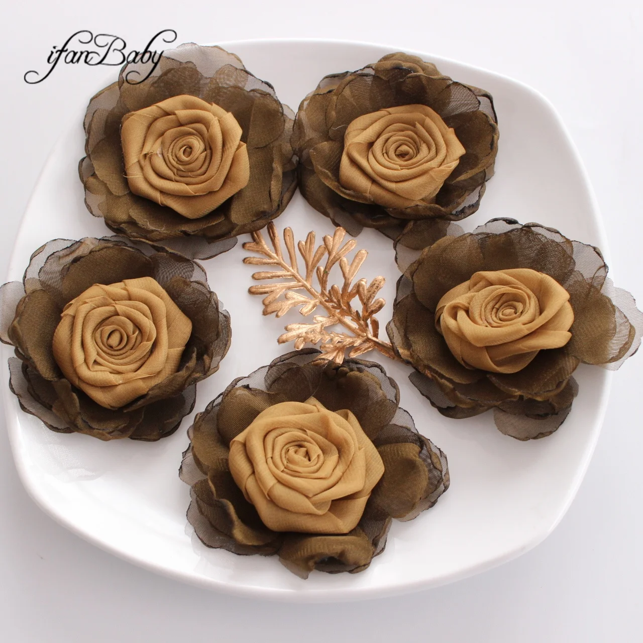 Unfinished Rolled Rose Burned Fabric Floral For Hair Accessories Girl Women Singed Hair Flowers