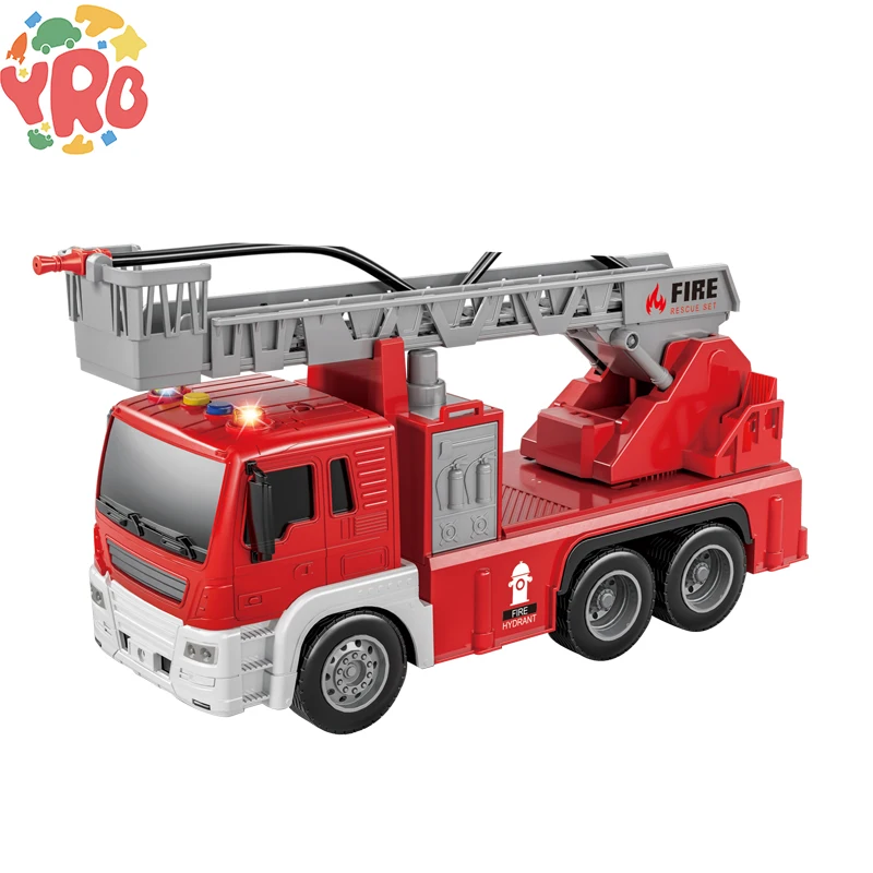 Simulation 1:16 Inertial Fire Engineering Model Toys Spray Water Truck Toy