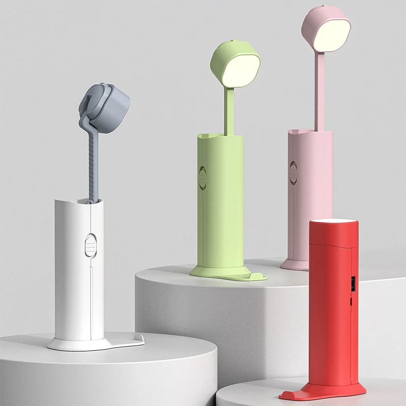 Cute Mini USB Rechargeable Led Light Dimming Learning Reading Desk Lamp Flexible Table Lamp Travel Bedroom Book Night Lamp