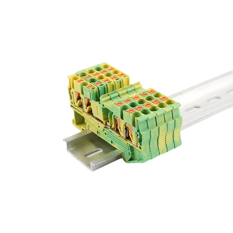 PT 2.5-QUATTRO-PE 4 Conductor Din Rail Push in Double Grounding Spring Clamp Earthing  Terminal Blocks
