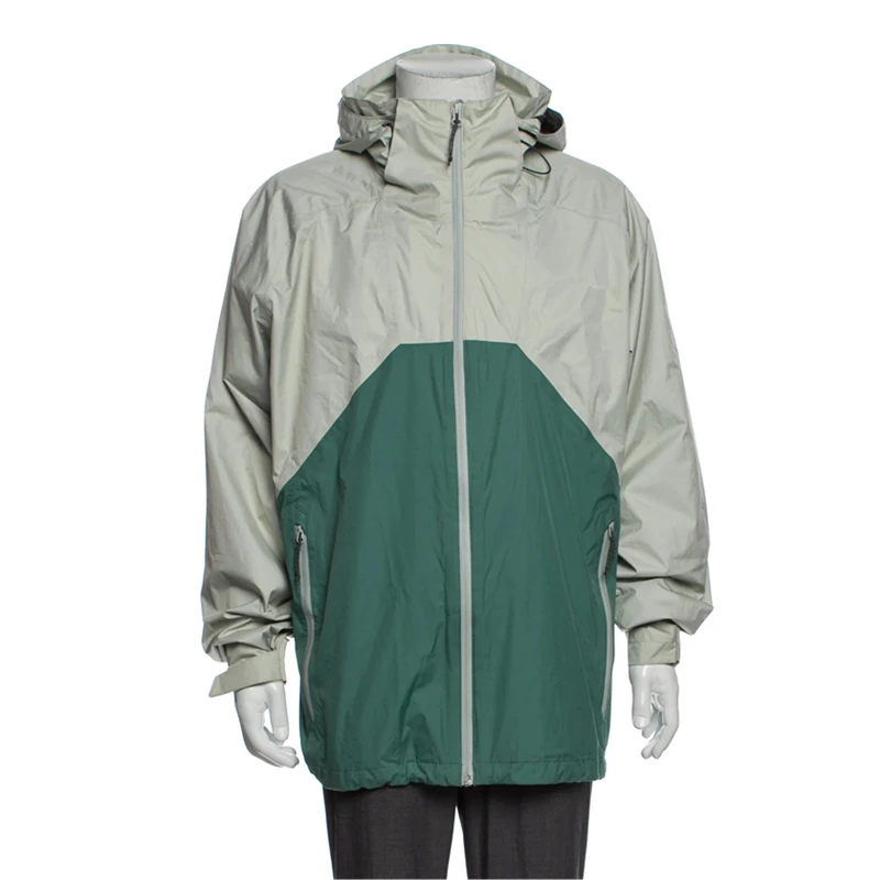 2022 Wholesale color block waterproof rain coats custom logo plus size sports outdoor windbreaker rain jackets for men