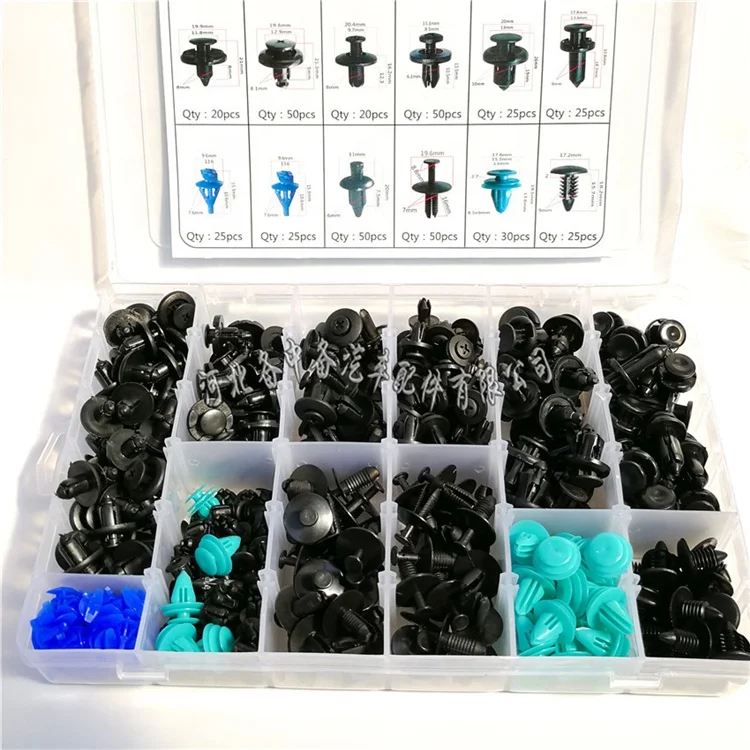 395pcs 6-10mm for All Cars Mixed Auto Fastener Clip Plastic Box-packed Car Door Bumper Fender Liner Sealing Strip Fixed Clips
